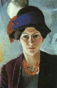 August Macke Portrait of the Artist's Wife Elisabeth with a Hat